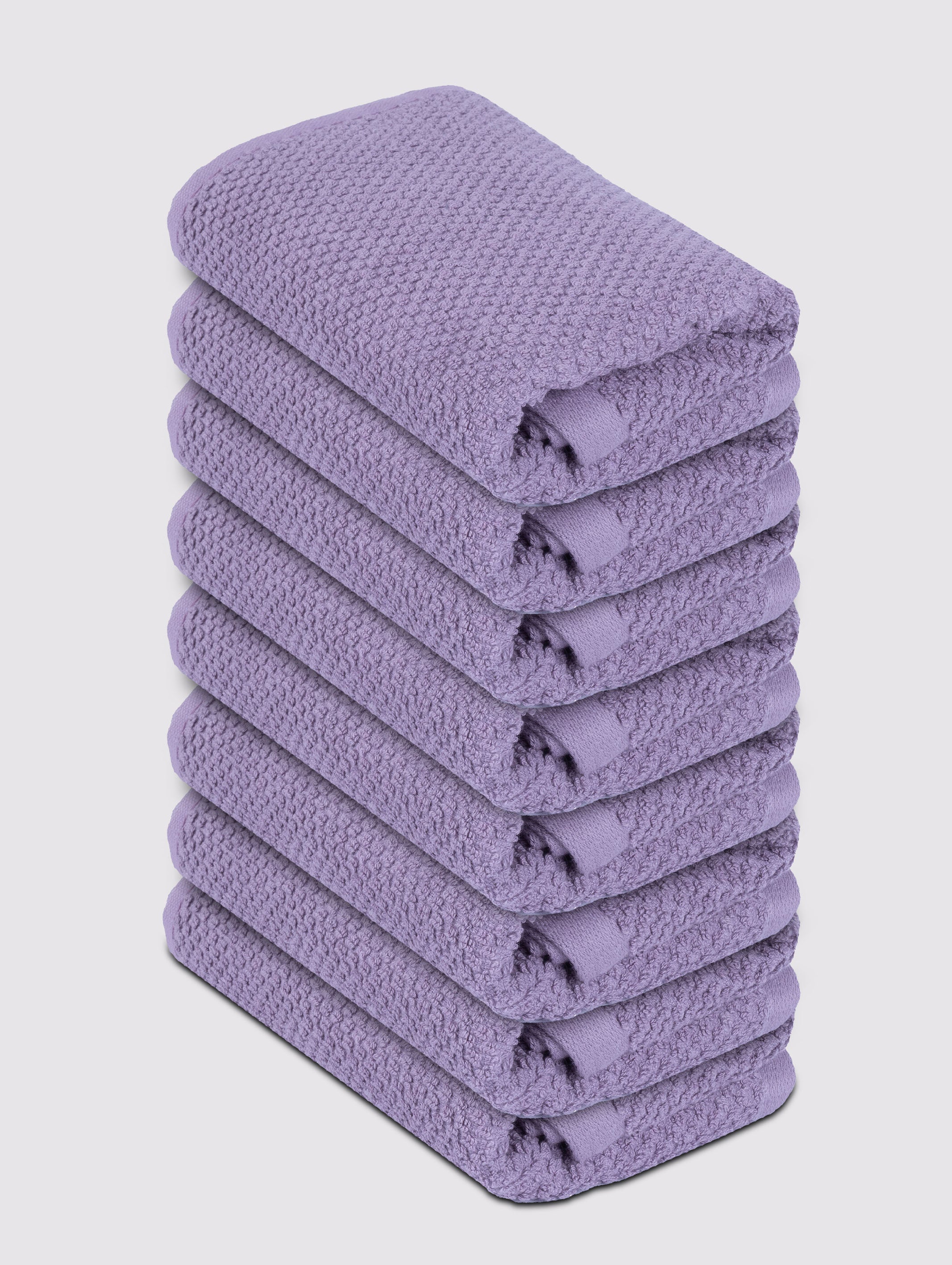 Purple face towels and washcloths, pack of 8, 13x13 inches – main product view