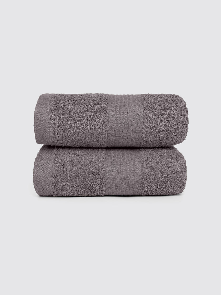 Grey hand towels, pack of 2, 20x28 inches – product detail view