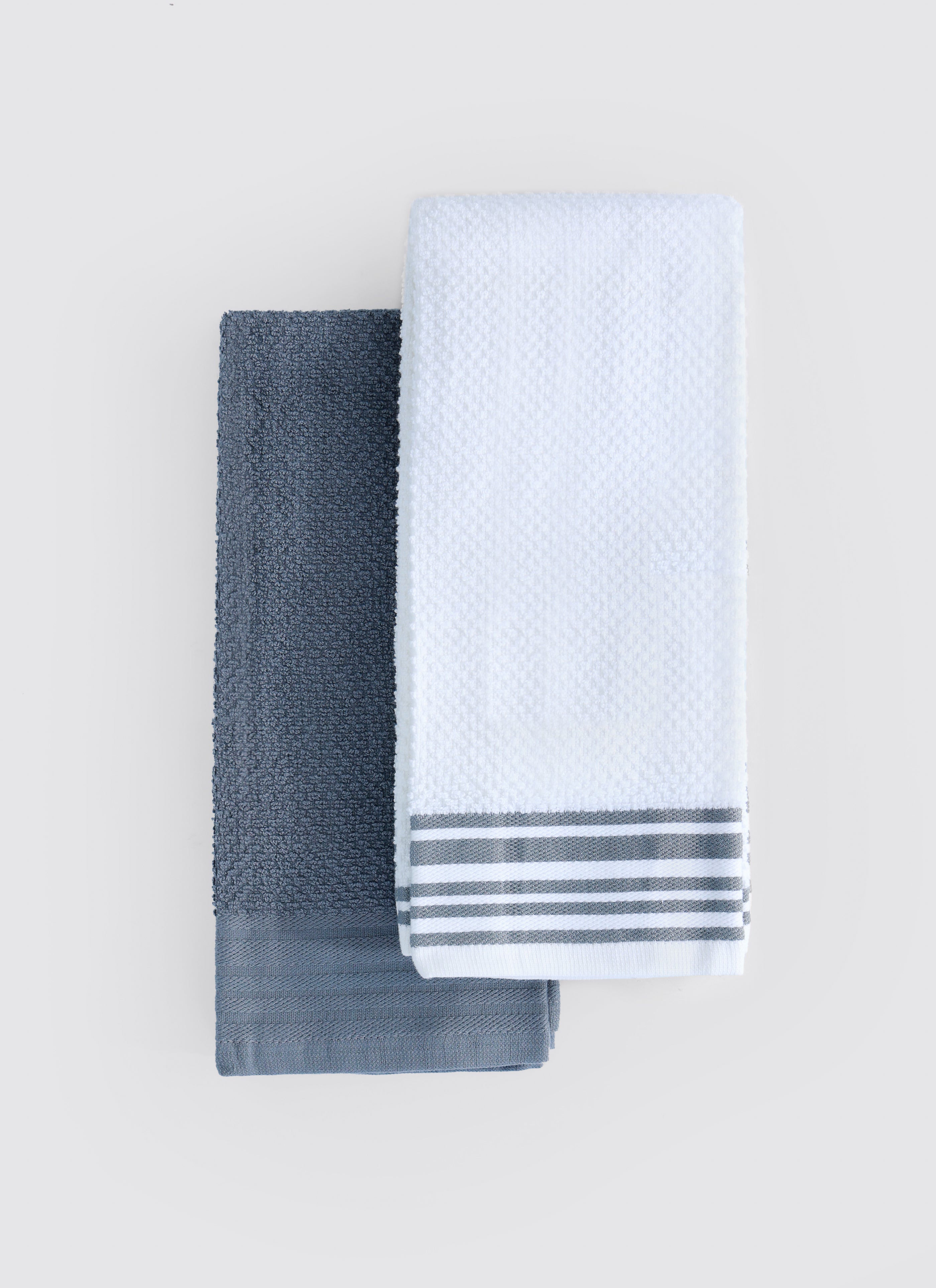 White & Grey kitchen towels and tea towels, pack of 2, 16x26 inches – main product view