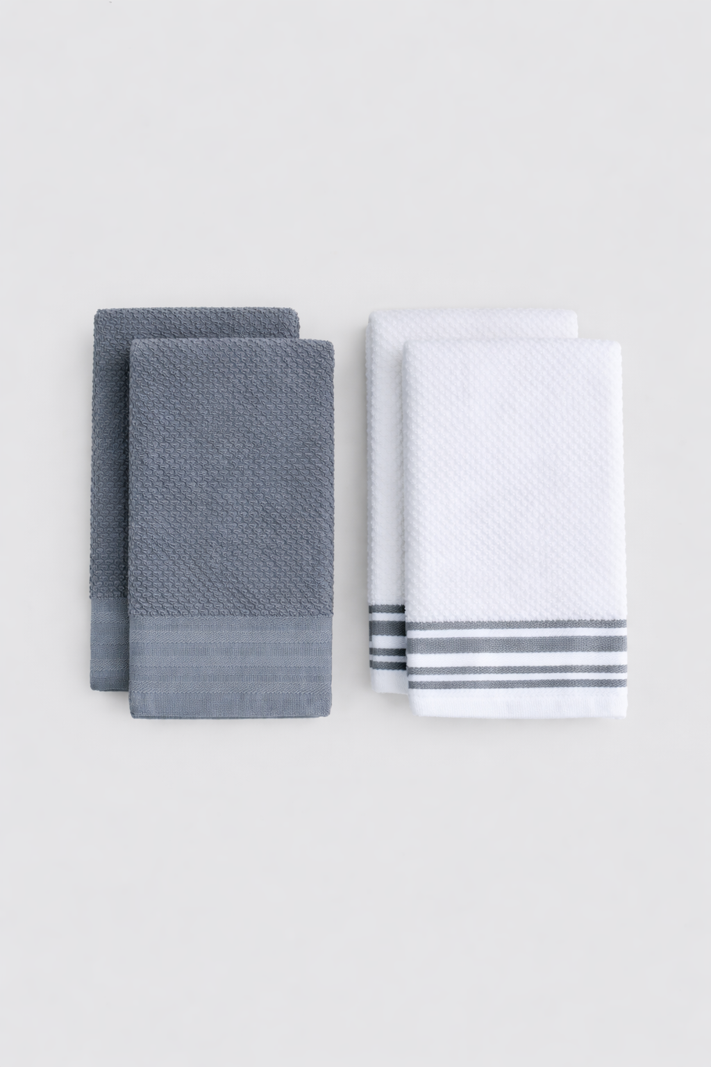 White & Grey kitchen towels and tea towels, pack of 4, 16x26 inches – main product view