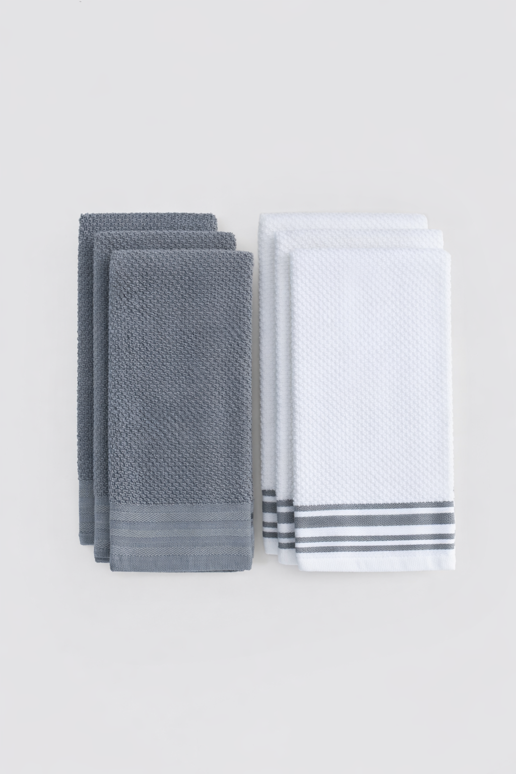White & Grey kitchen towels and tea towels, pack of 6, 16x26 inches – main product view