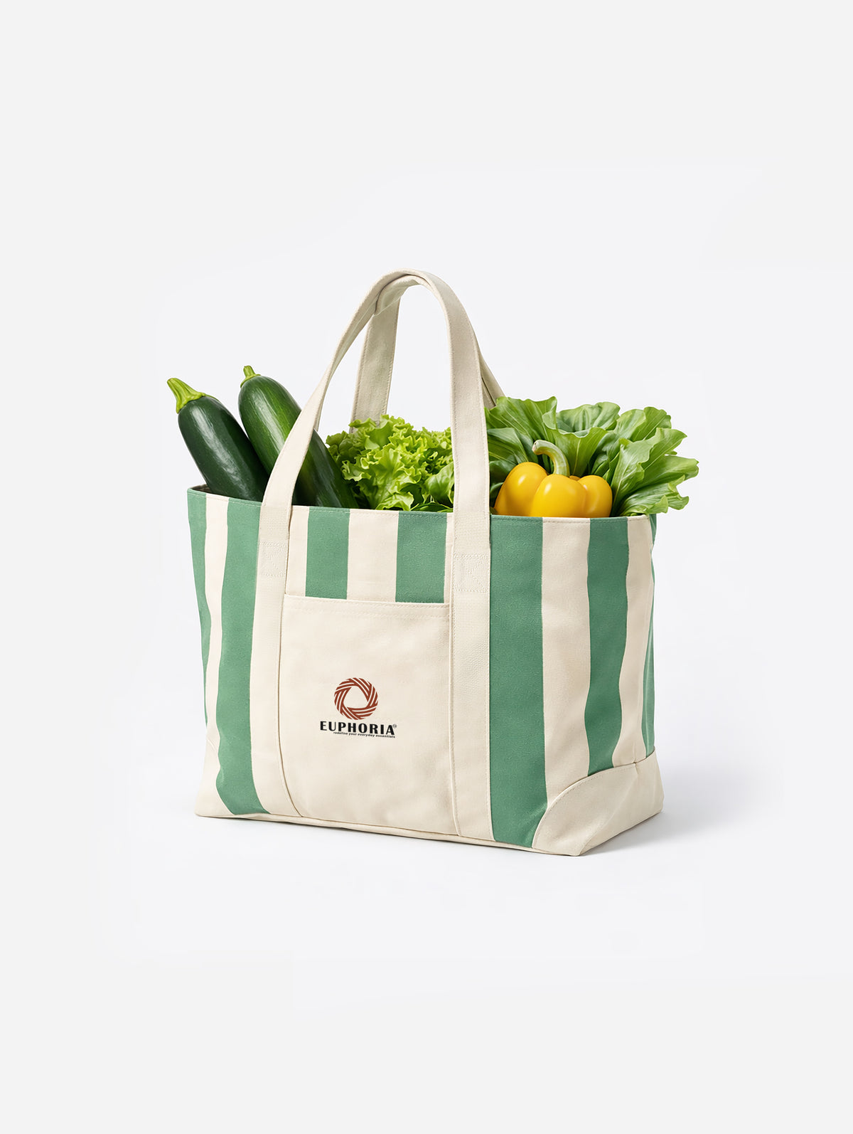 Green large zip tote bag for work and travel, 25"L x 13"H x 7"W – product detail view