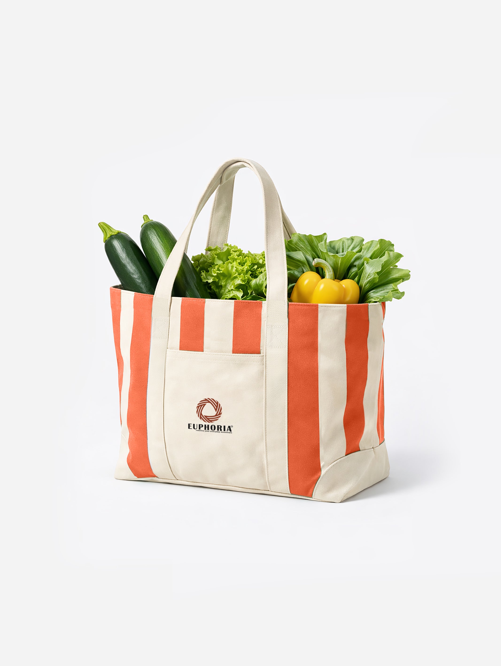 Orange large zip tote bag for work and travel, 25"L x 13"H x 7"W – alternate product view