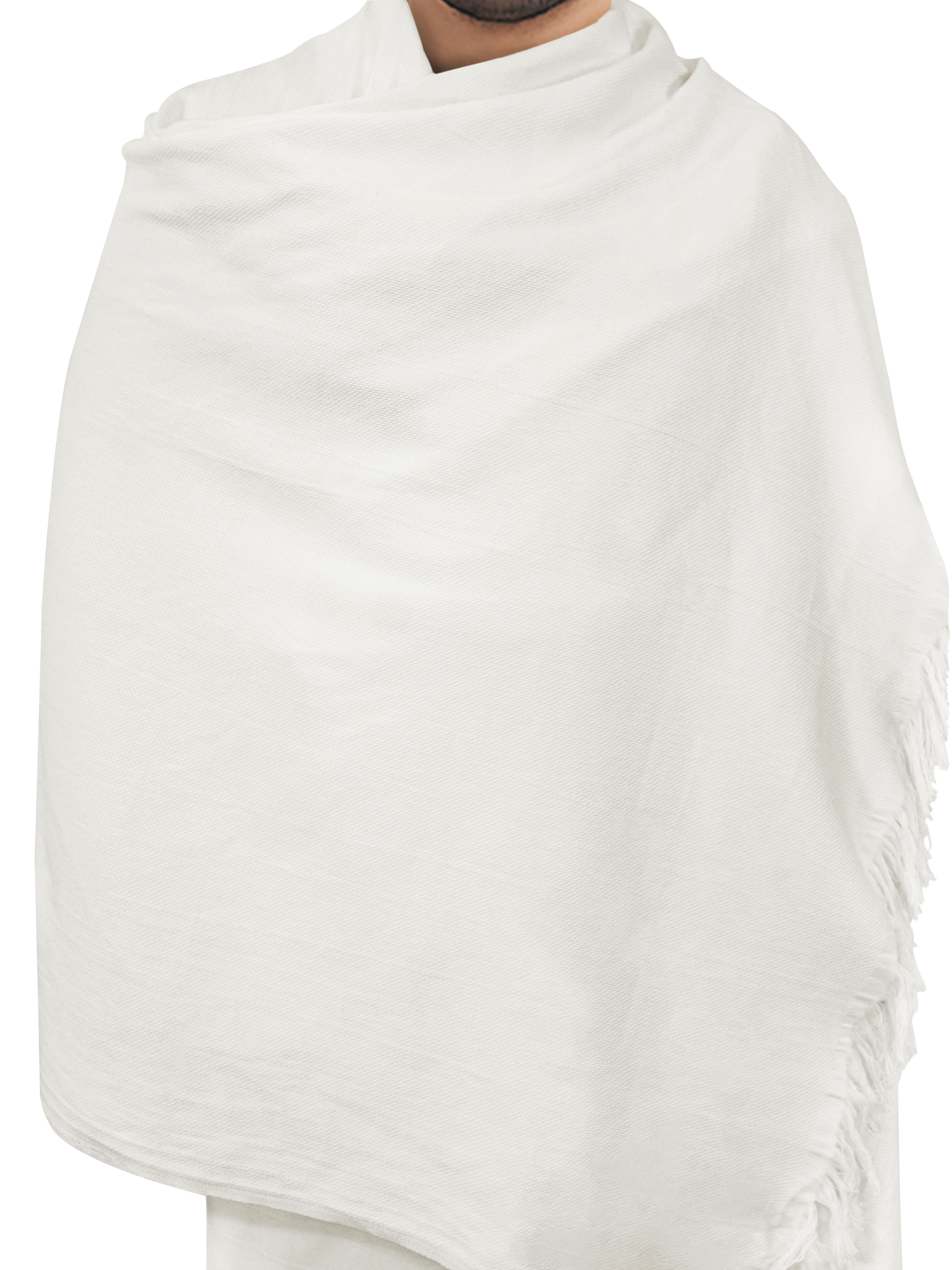 White men's 2-piece cotton ihram set for hajj and umrah – product detail view