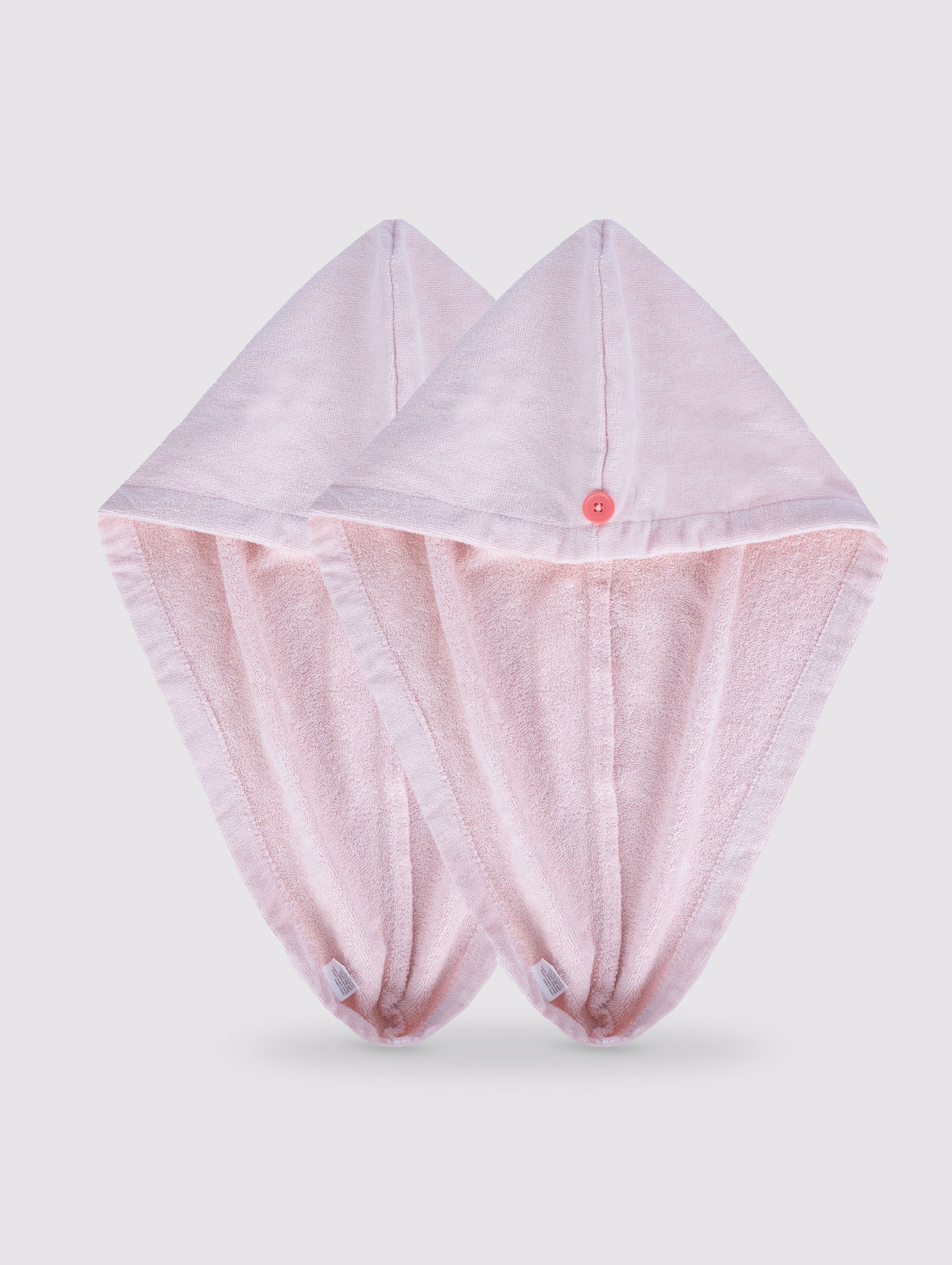 Pink quick-dry hair turban towel wrap, pack of 2 – main product view