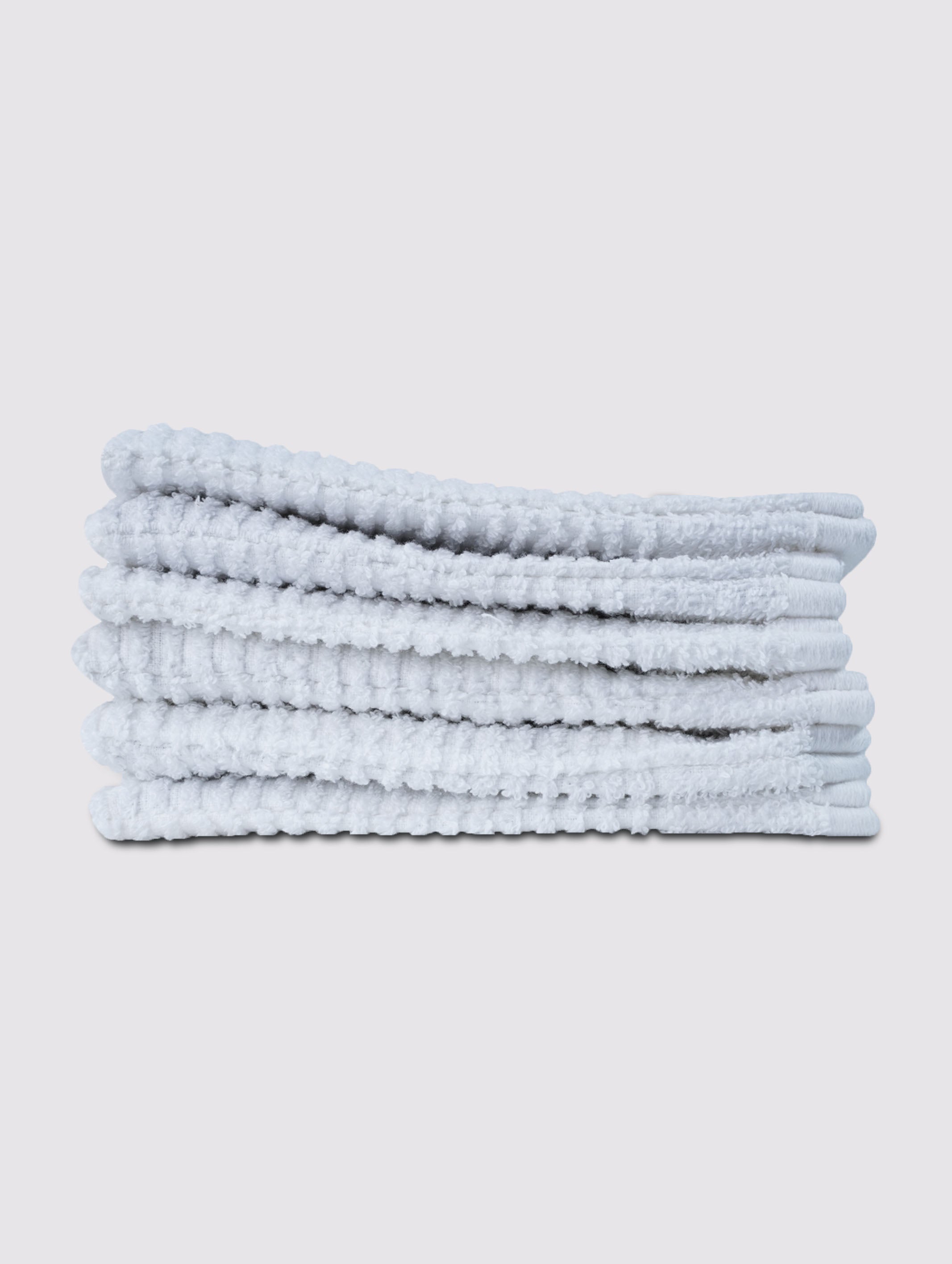 White ring-spun cotton bath wash gloves, pack of 6, 6x8 inches – main product view