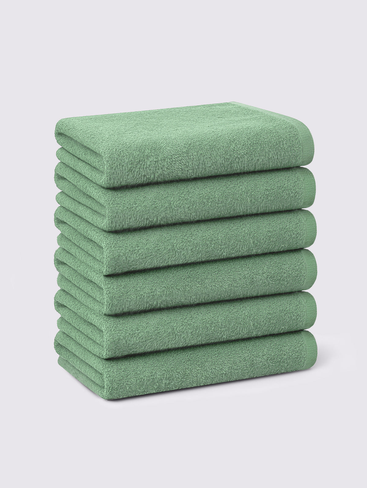 Mint Green ring-spun cotton face towels and washcloths, pack of 6, 13x13 inches – main product view