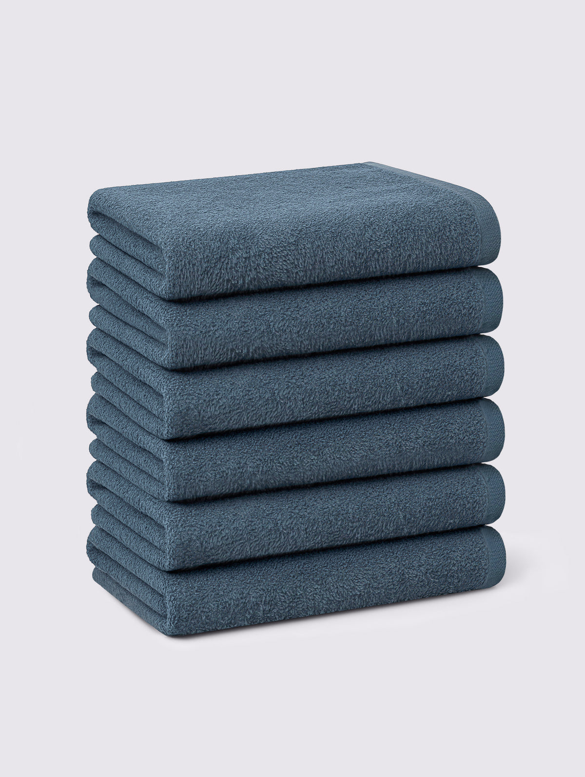 Navy Blue ring-spun cotton face towels and washcloths, pack of 6, 13x32 inches – main product view