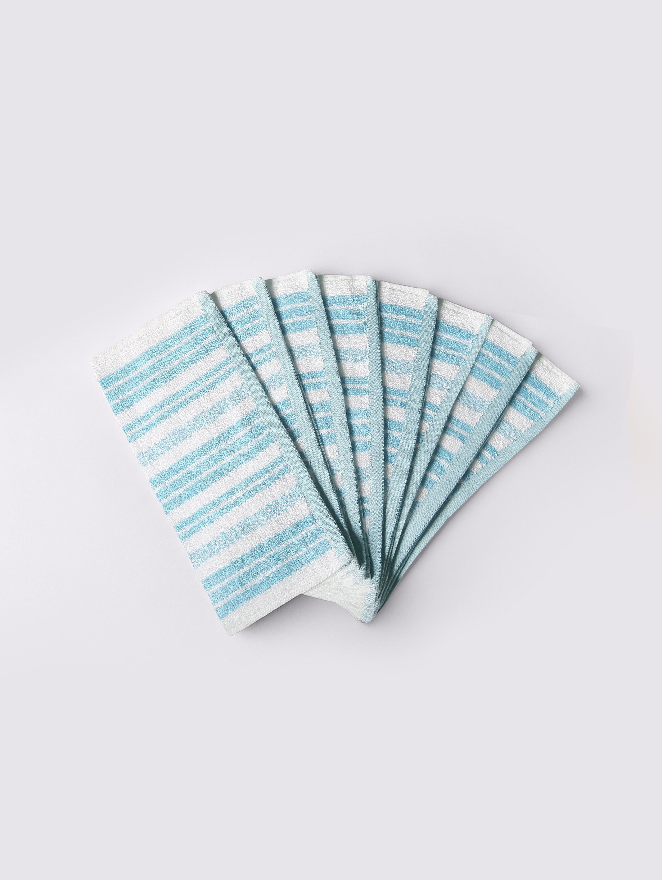 White & Sky Blue ring-spun cotton face towels and washcloths, pack of 8, 12x12 inches – main product view