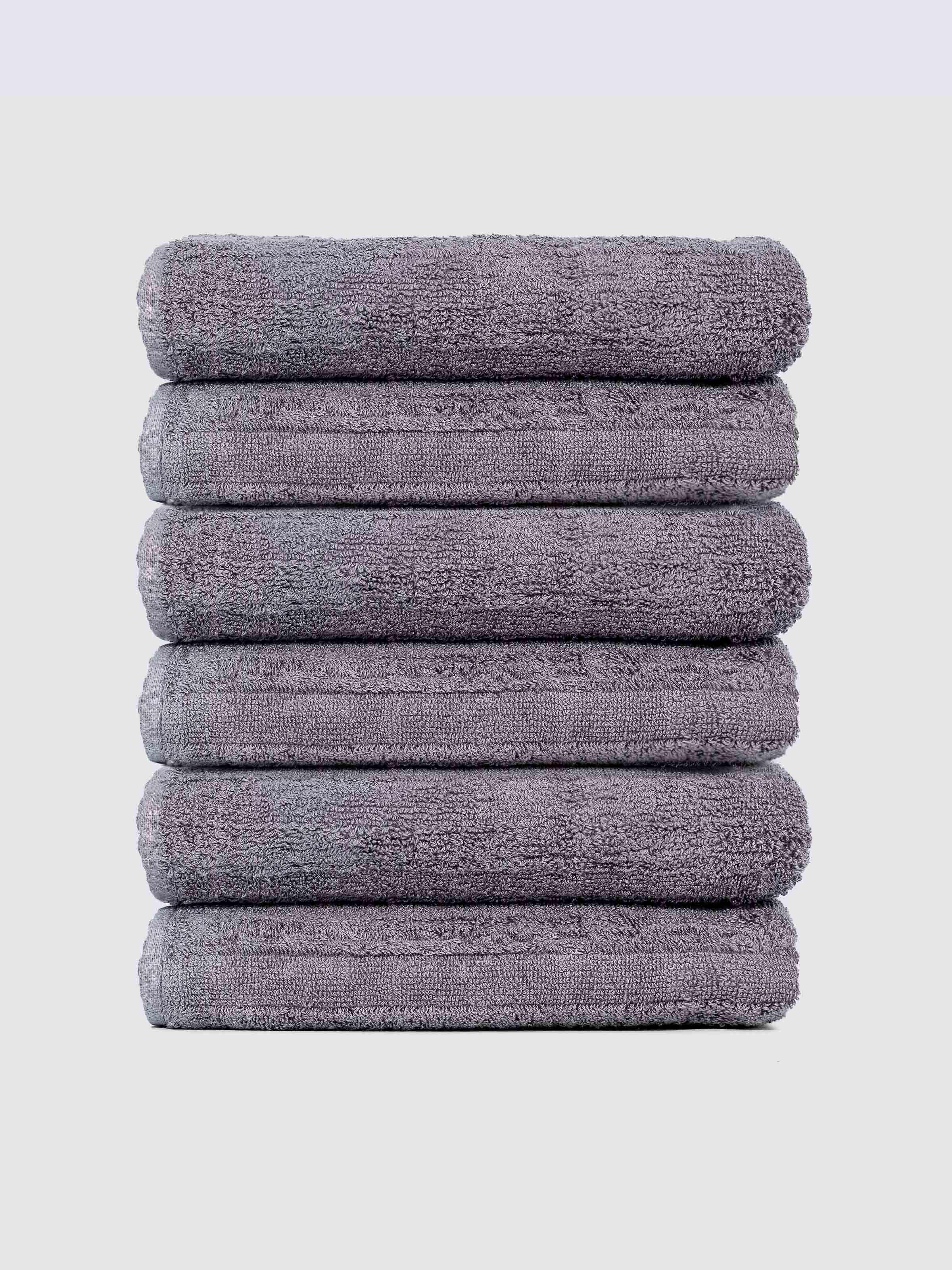 Grey ring-spun cotton guest towels, pack of 6, 12x21 inches – main product view