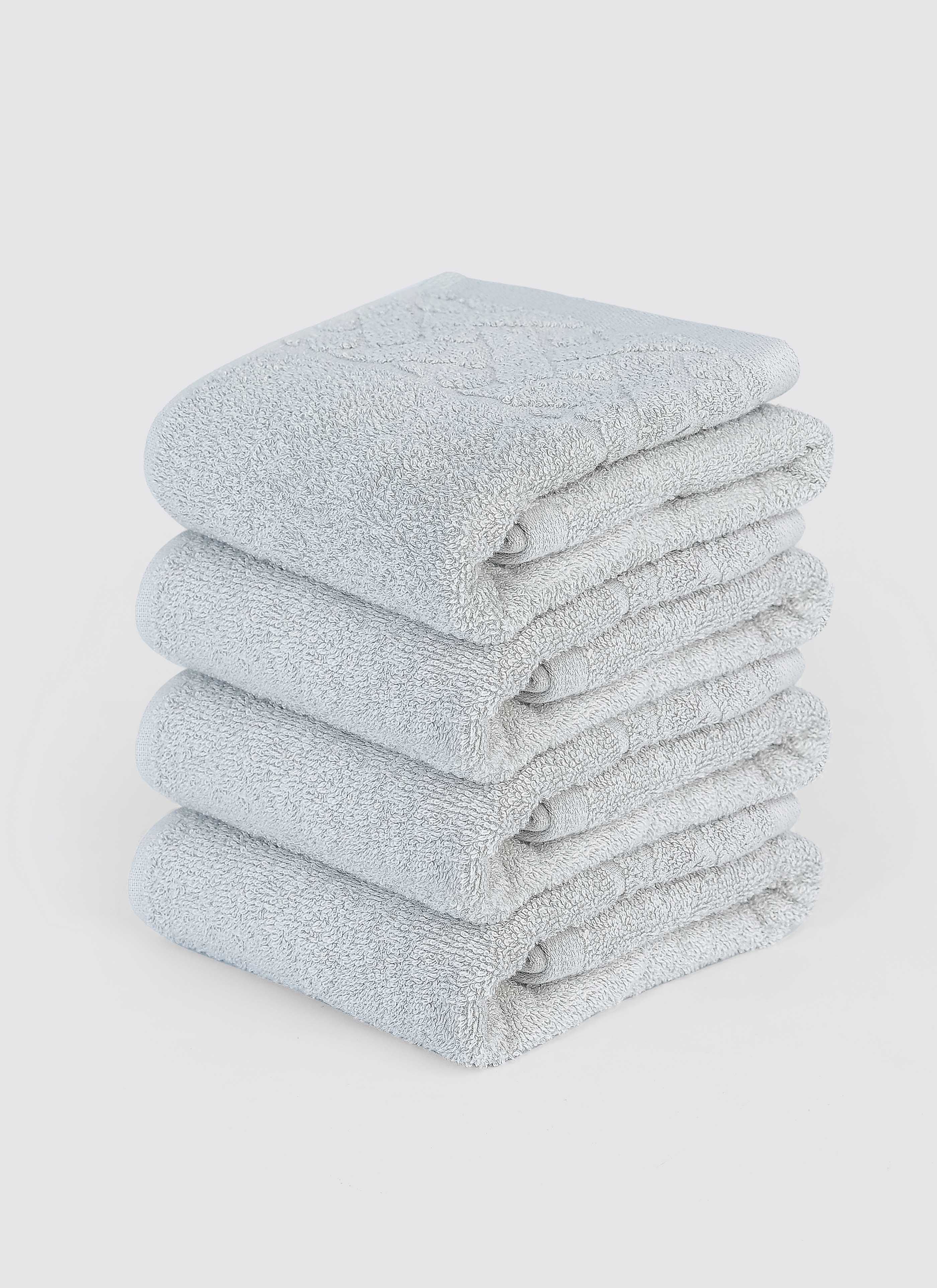 Light Grey ring-spun cotton guest towels, pack of 4, 12x20 inches – main product view