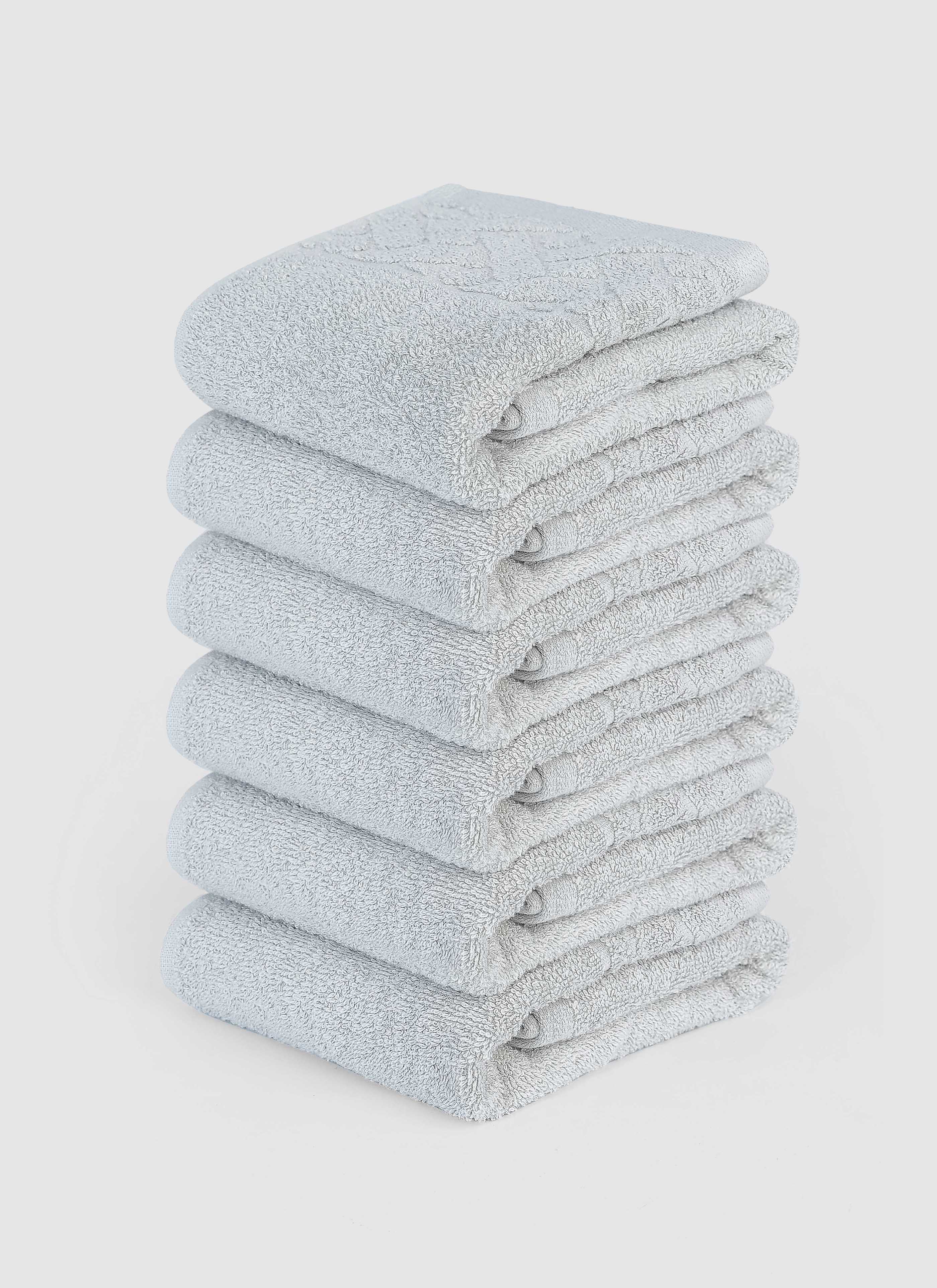 Light Grey ring-spun cotton guest towels, pack of 6, 12x20 inches – main product view