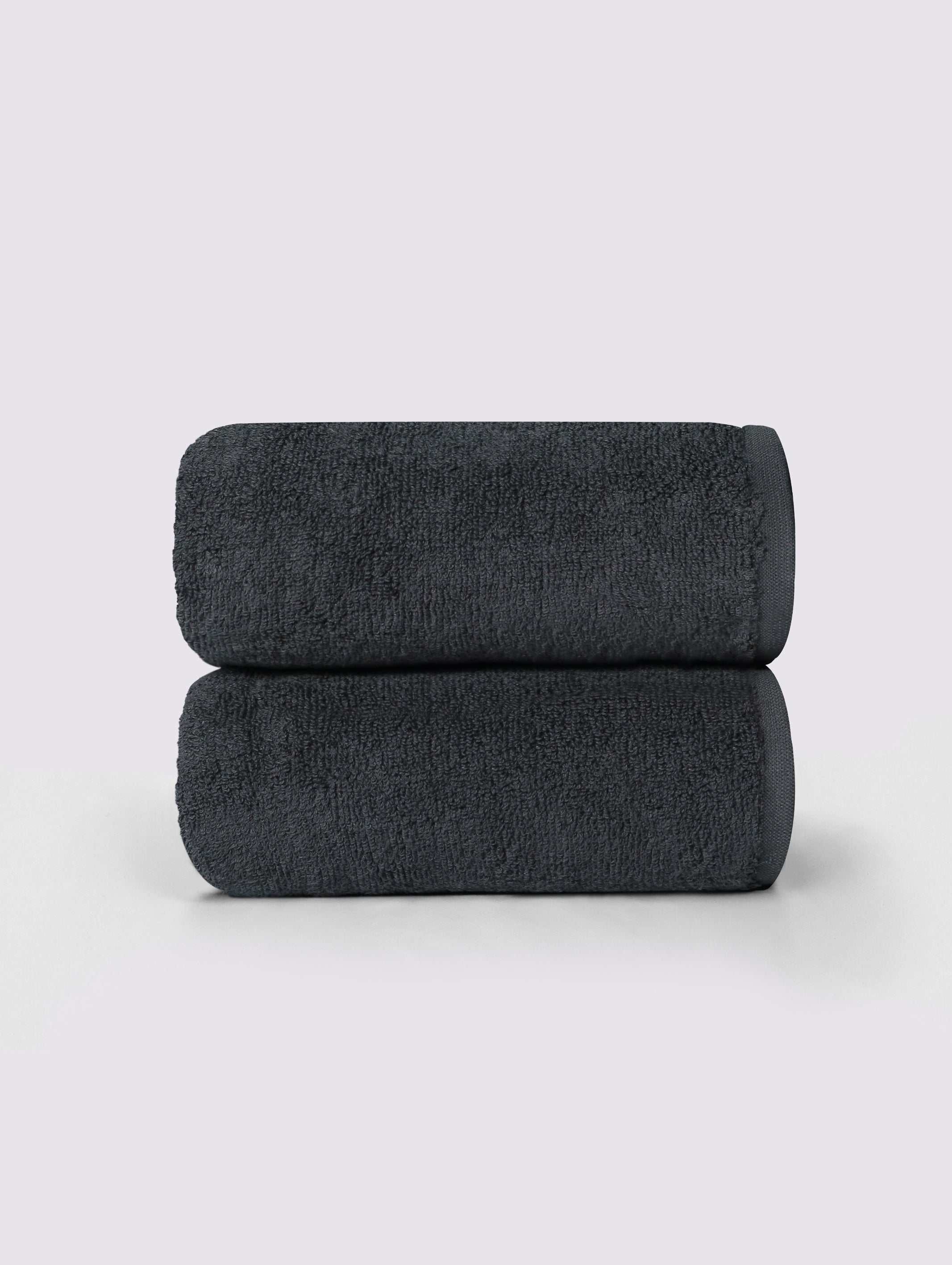 Black ring-spun cotton hand towels, pack of 2, 20x28 inches – main product view
