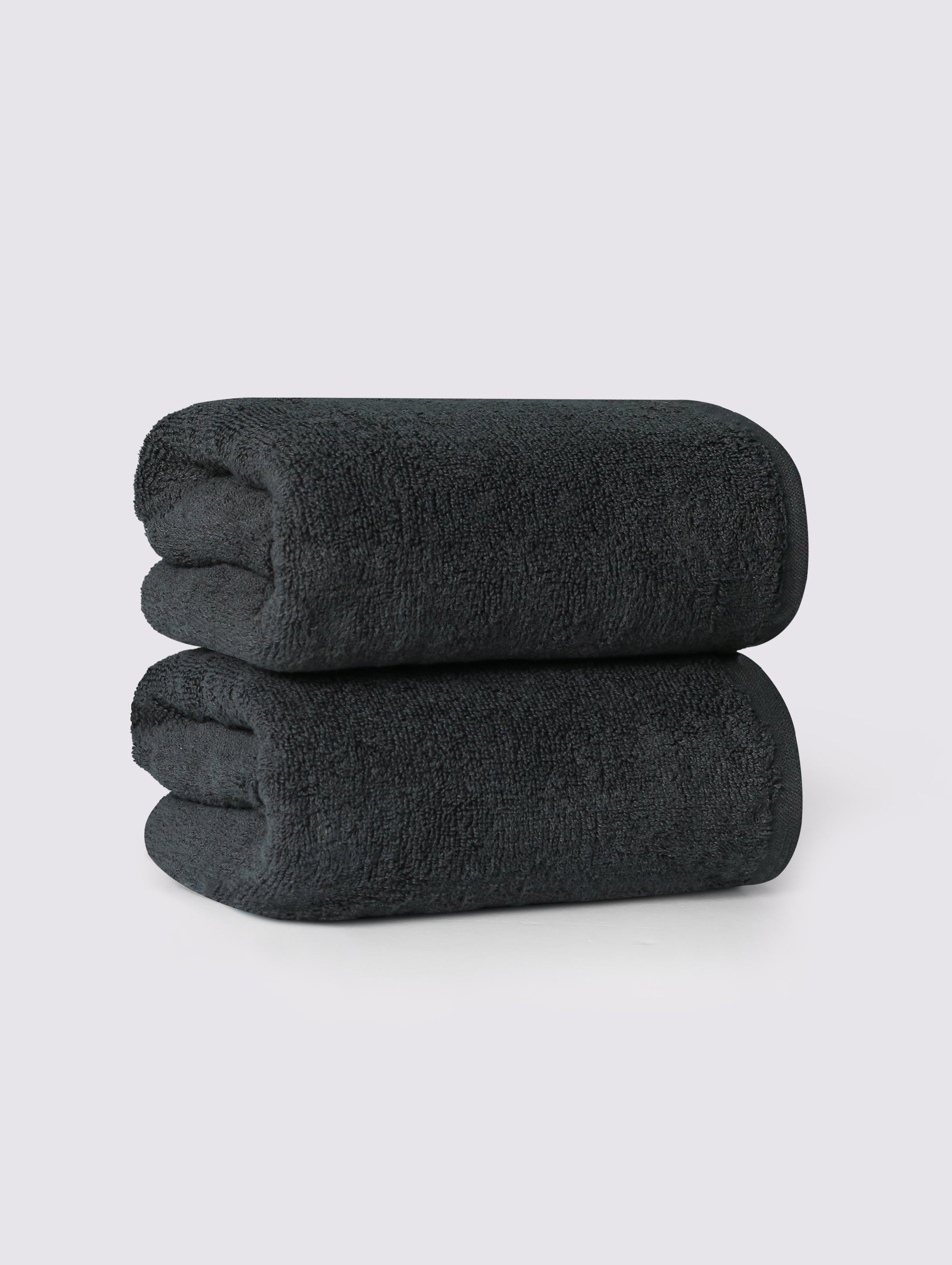 Black ring-spun cotton hand towels, pack of 2, 20x28 inches – additional view