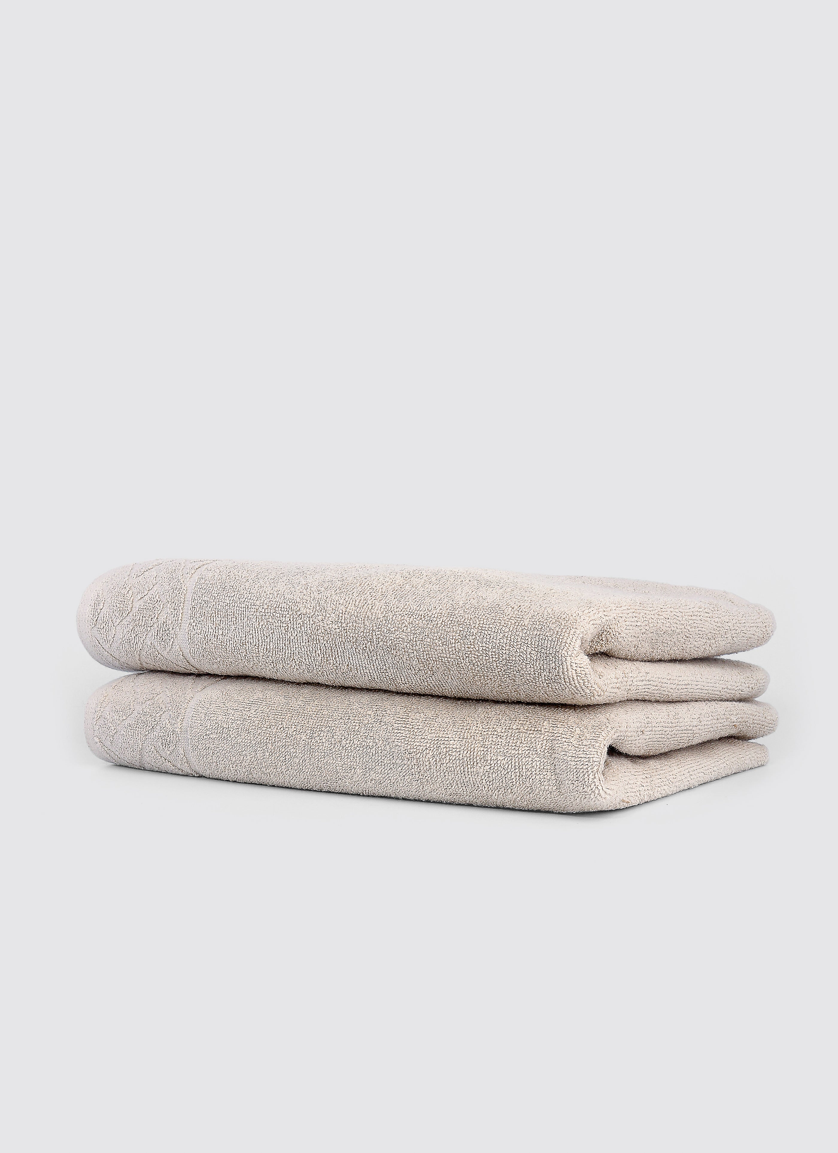 Light Beige ring-spun cotton hand towels, pack of 2, 20x39 inches – main product view