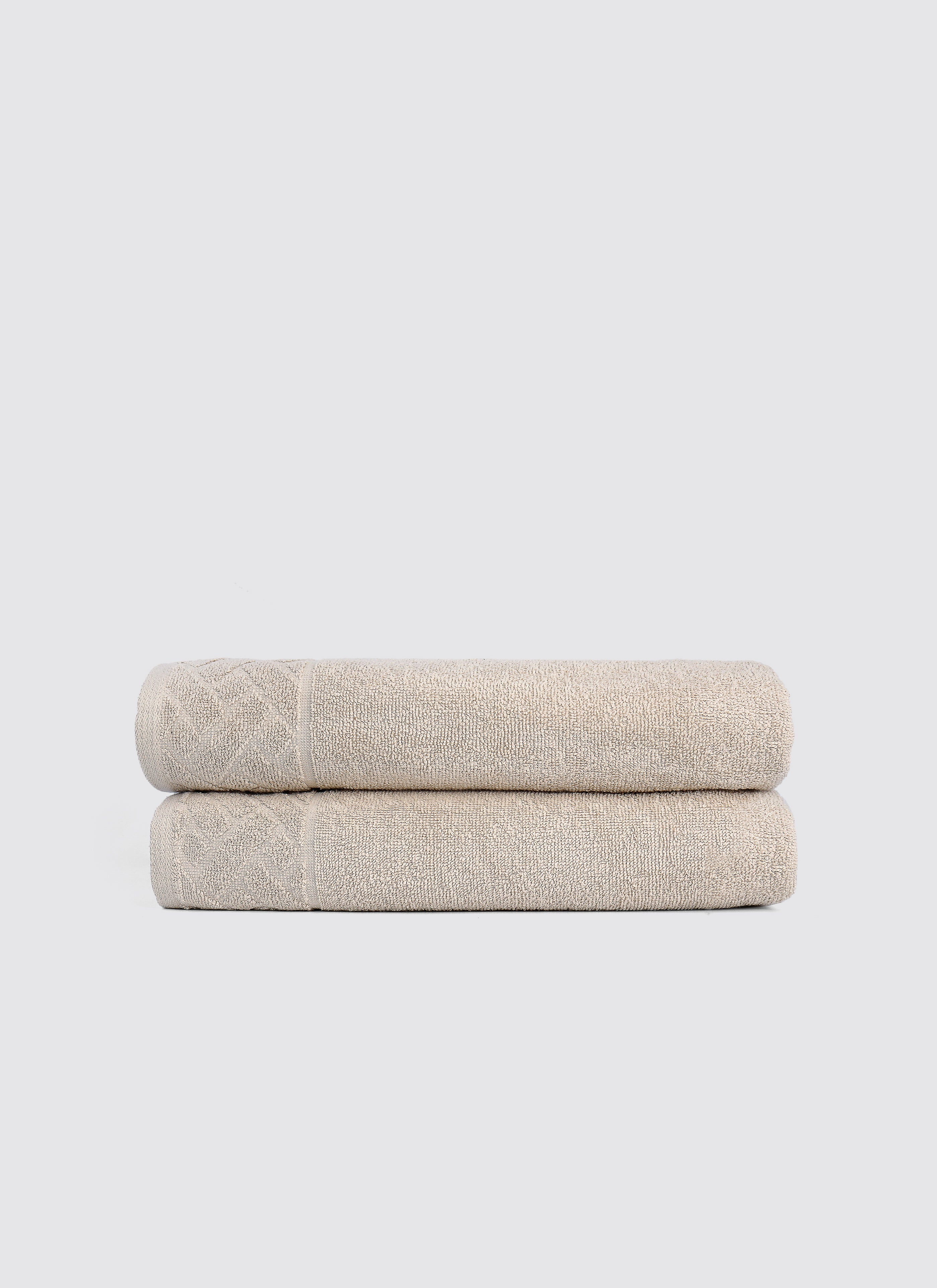 Light Beige ring-spun cotton hand towels, pack of 2, 20x39 inches – product detail view