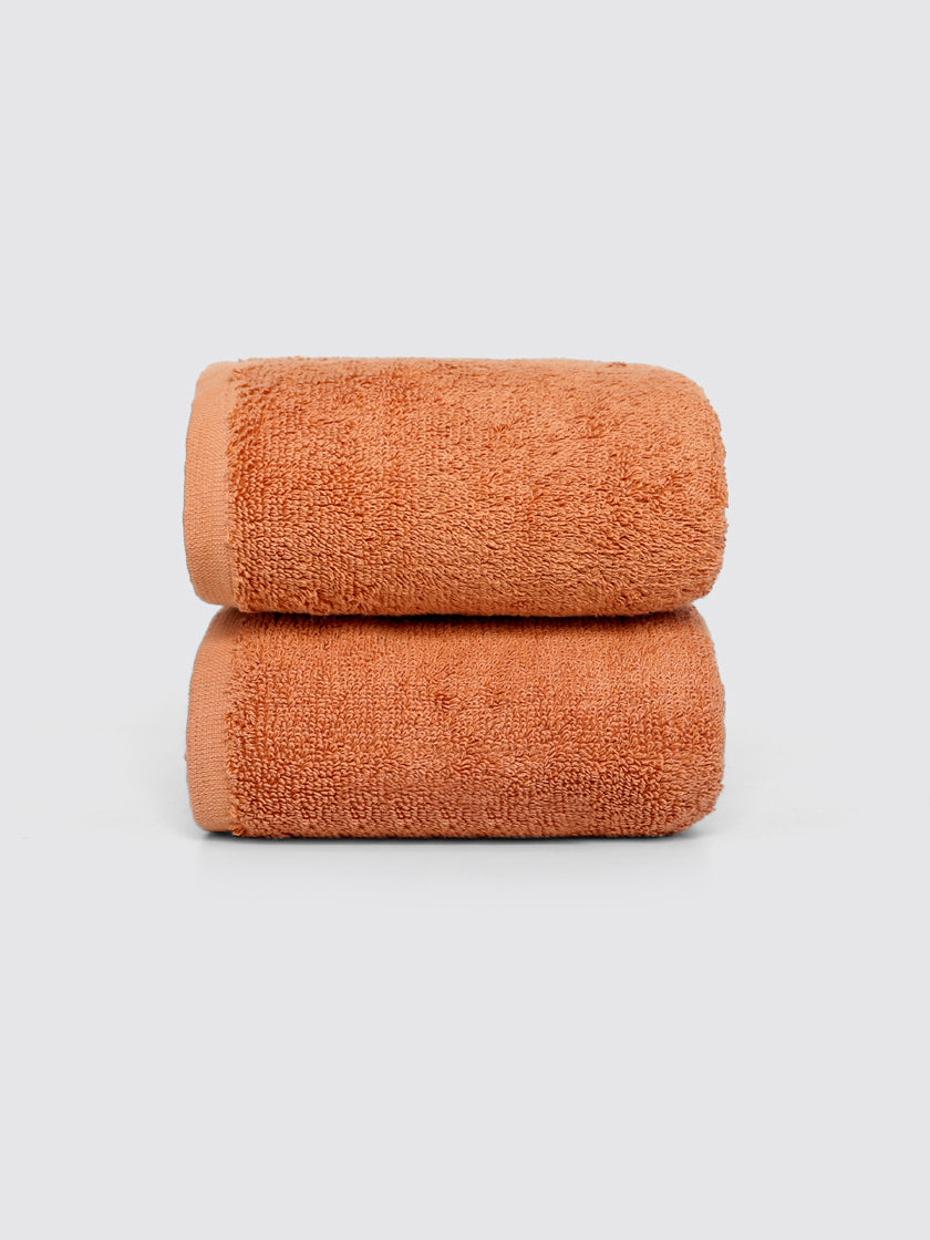 Orange ring-spun cotton hand towels, pack of 2, 20x28 inches – additional view