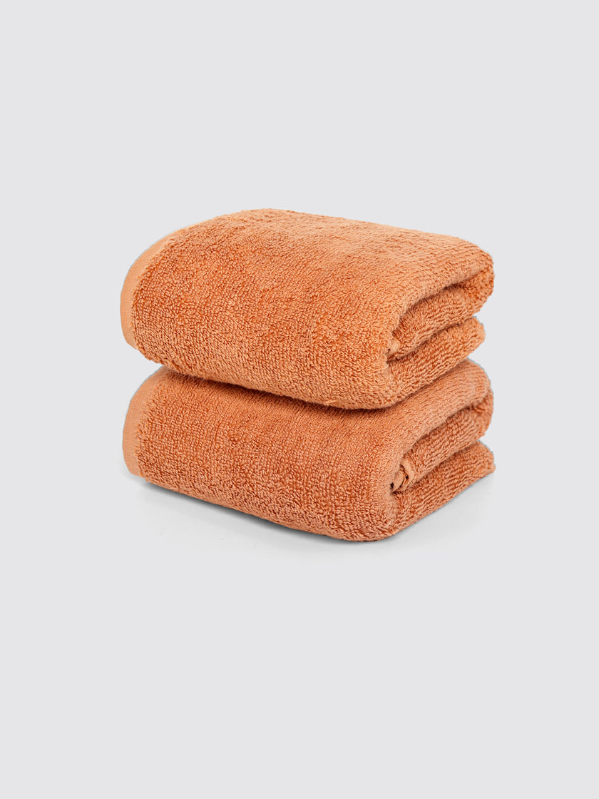 Orange ring-spun cotton hand towels, pack of 2, 20x28 inches – alternate product view