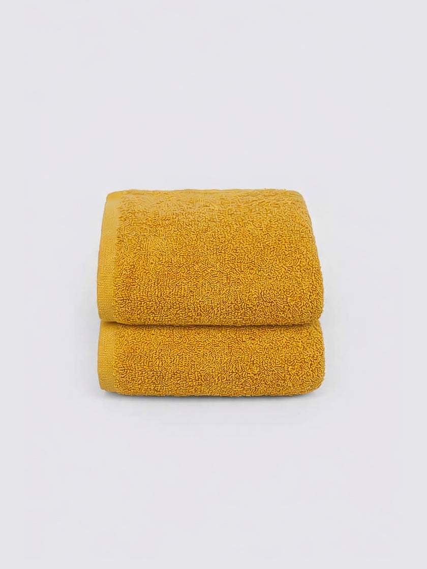 Yolk Yellow ring-spun cotton hand towels, pack of 2, 20x28 inches – main product view