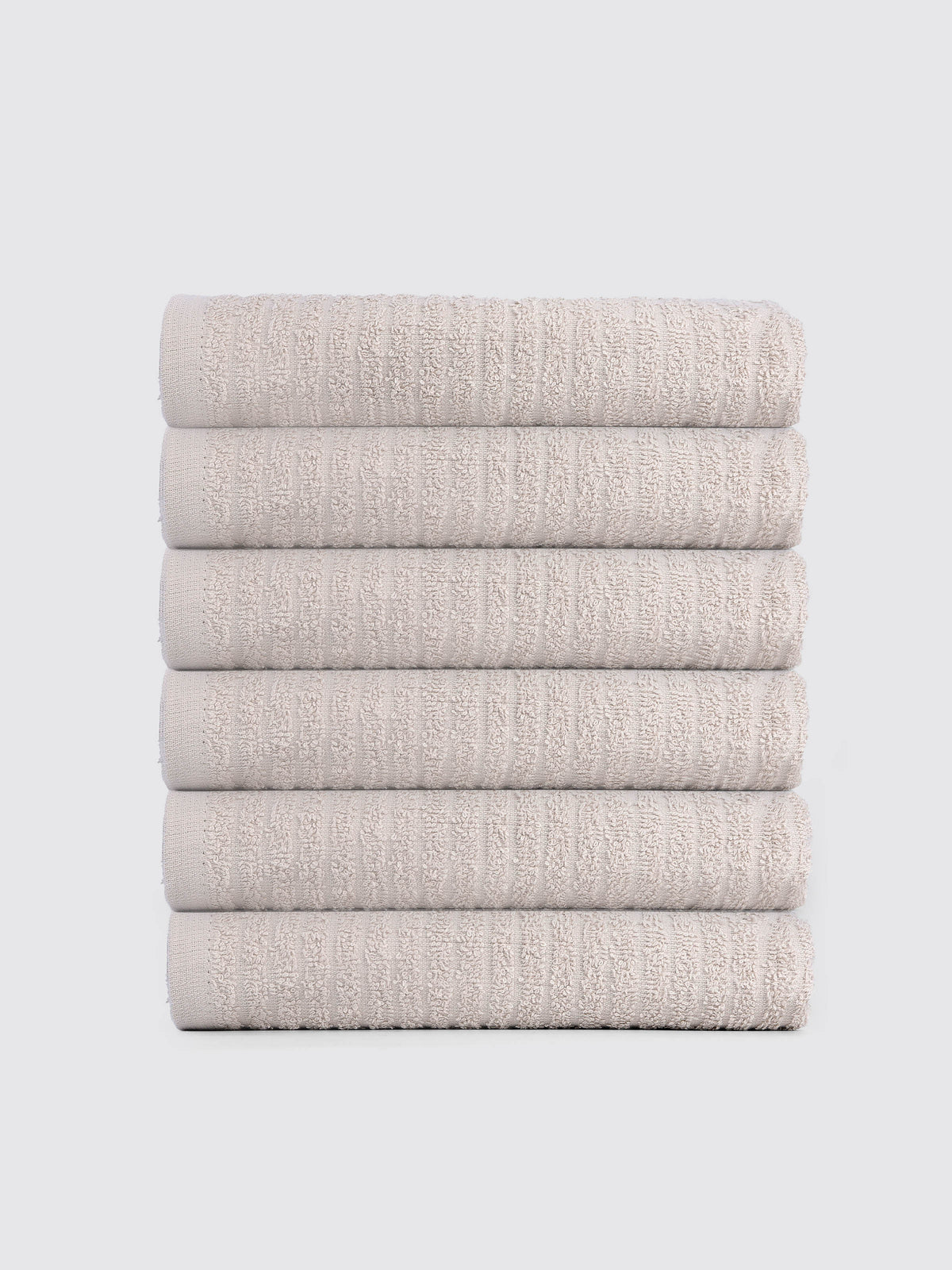 Beige ring-spun cotton kitchen towels and tea towels, pack of 6, 17x26 inches – main product view