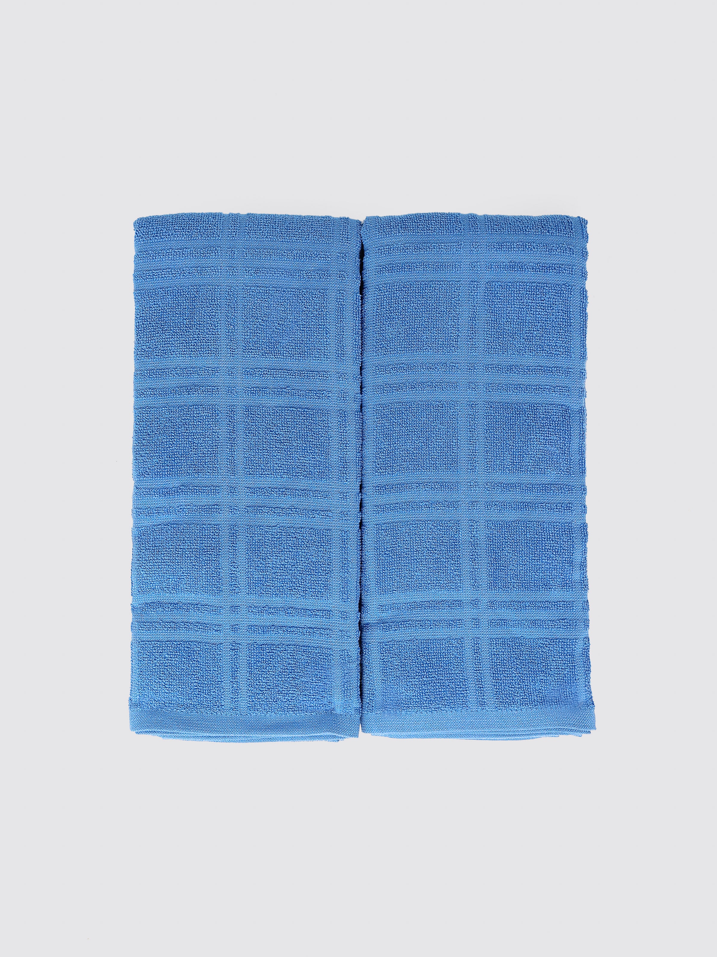 Blue ring-spun cotton kitchen towels and tea towels, pack of 2, 16x28 inches – product detail view