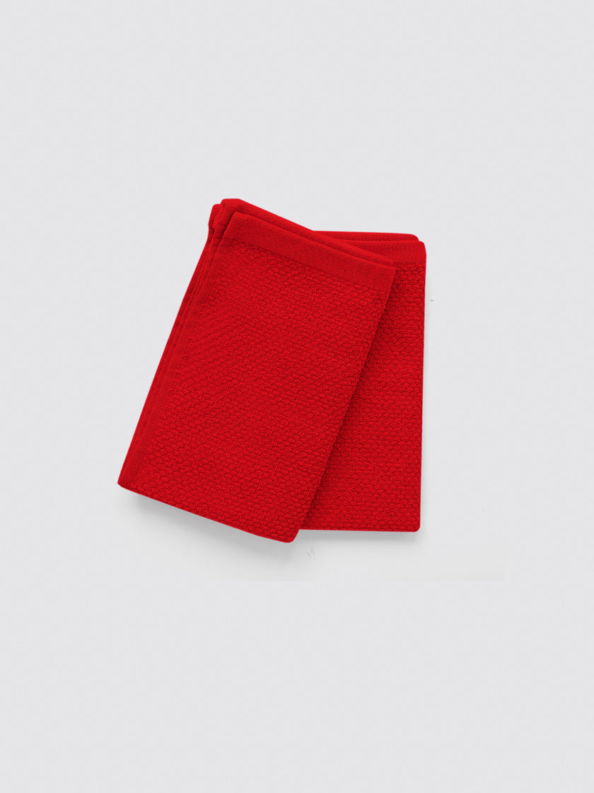 Red ring-spun cotton kitchen towels and tea towels, pack of 2, 17x26 inches – main product view