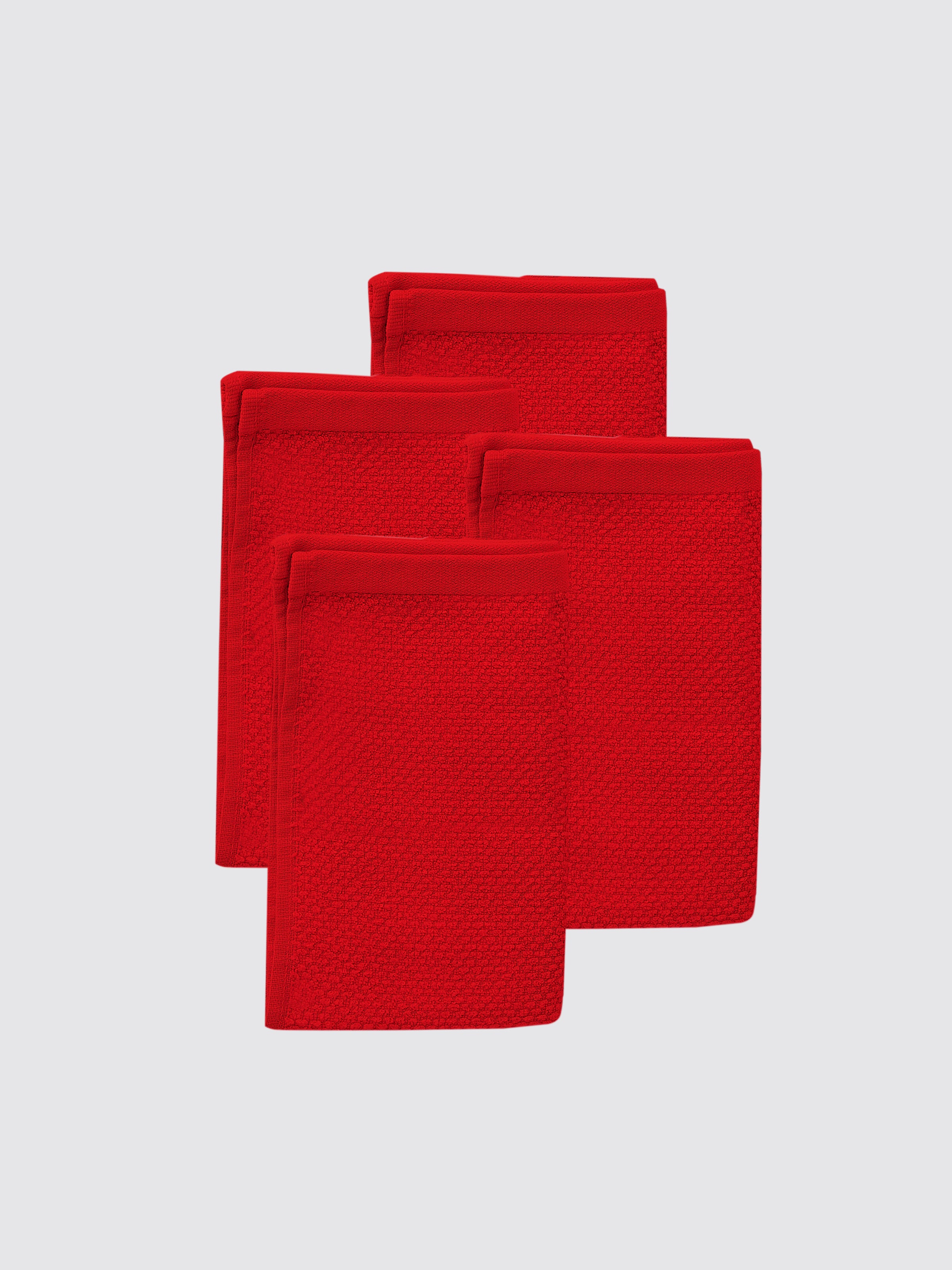 Red ring-spun cotton kitchen towels and tea towels, pack of 4, 17x26 inches – main product view