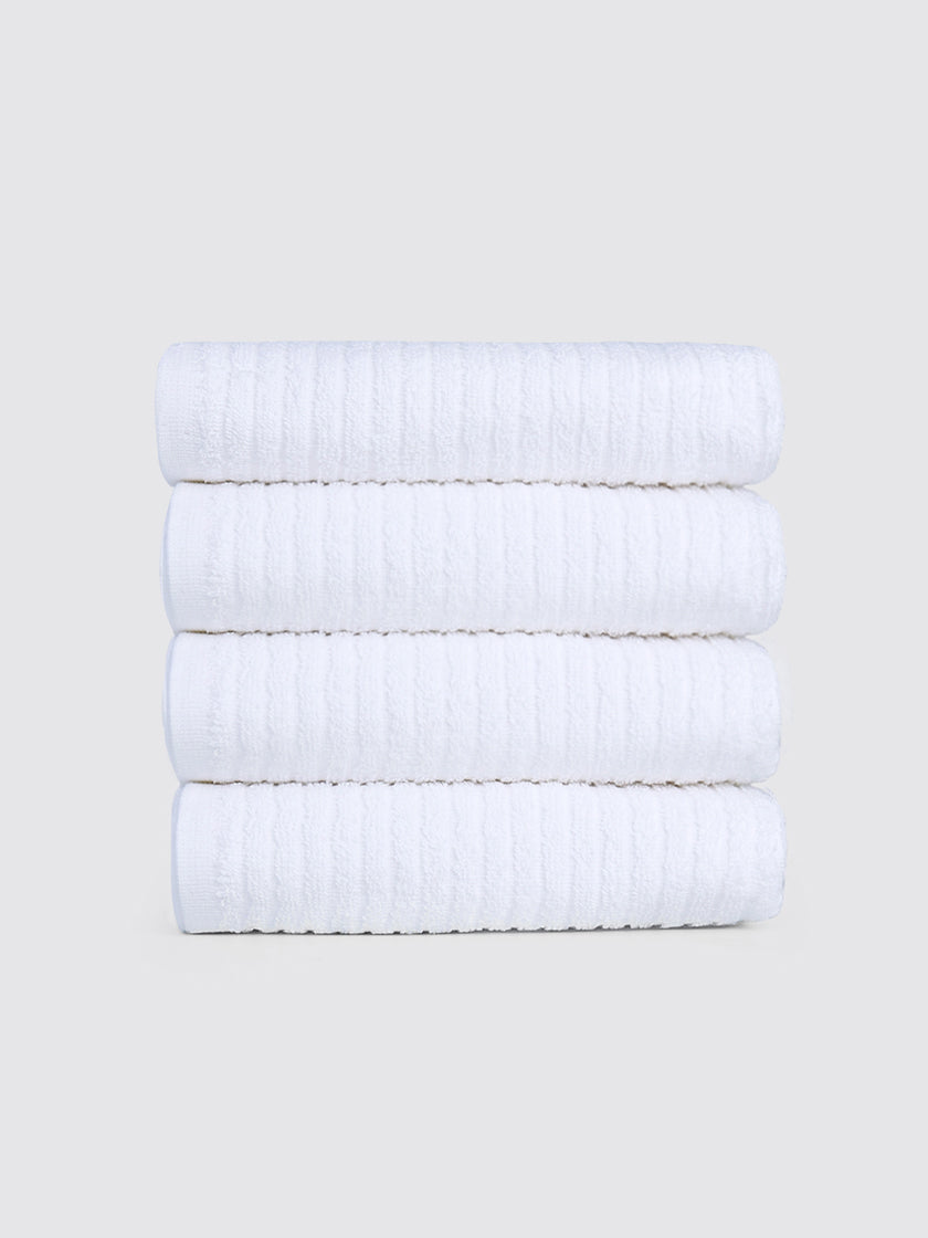 White ring-spun cotton kitchen towels and tea towels, pack of 4, 17x26 inches – main product view