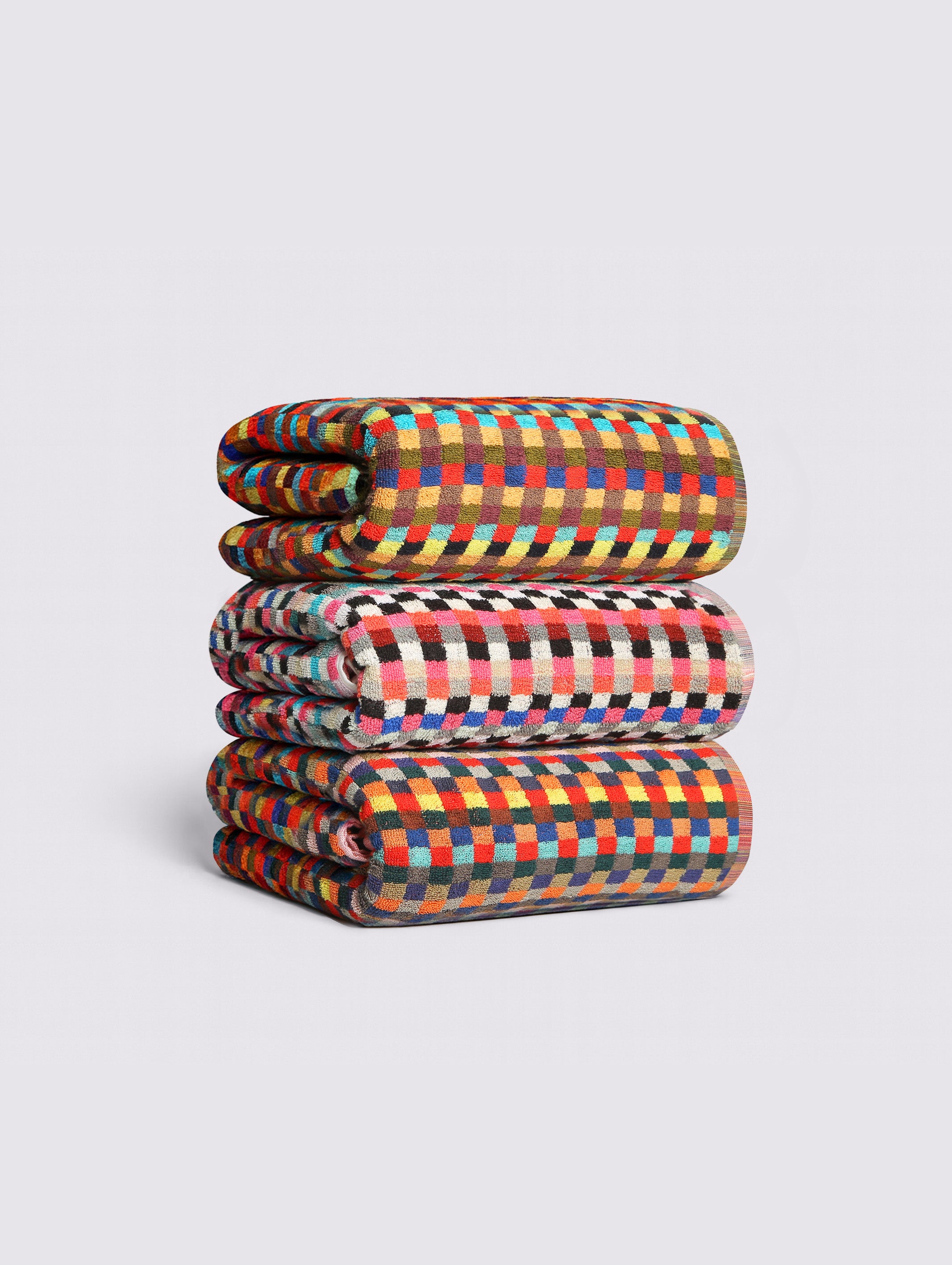 Multicolor Gingham ring-spun cotton oversized bath sheet towel, 35x70 inches – additional view