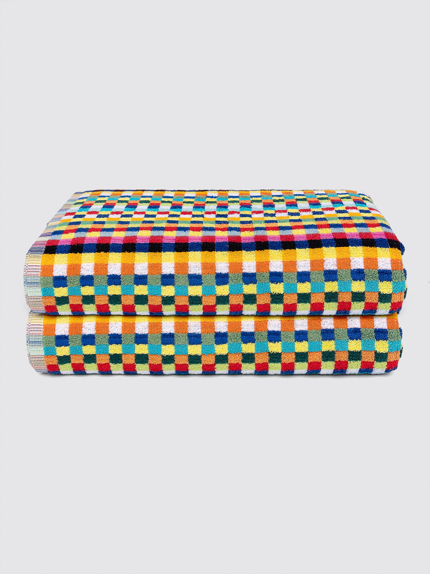 Multicolor Gingham ring-spun cotton oversized bath sheet towel, pack of 2, 35x70 inches – additional view