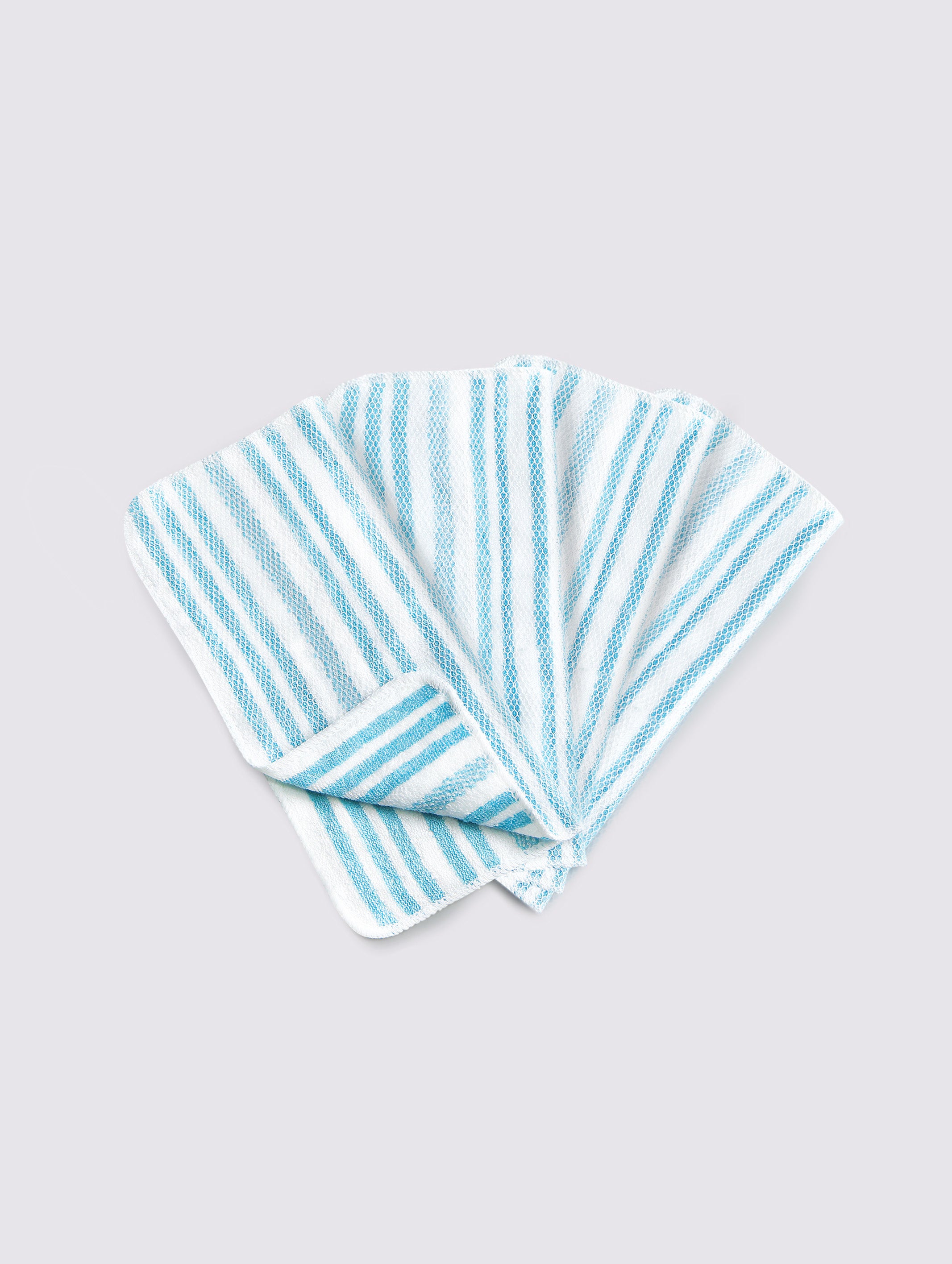 White & Cyan ring-spun cotton reusable scrubber washcloths, pack of 4, 12x12 inches – main product view