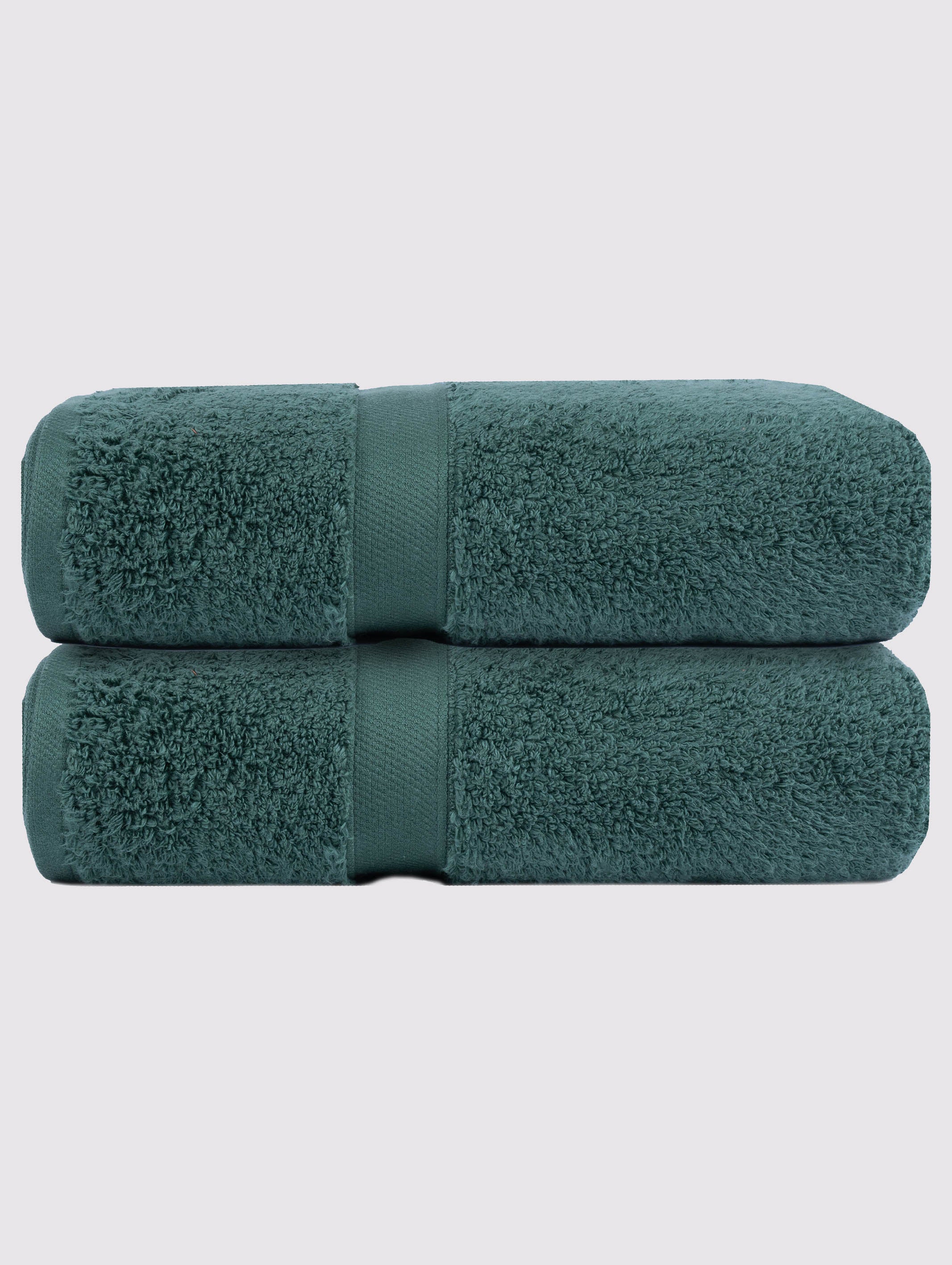 Green zero-twist cotton bath towel, pack of 2, 28x52 inches – product detail view