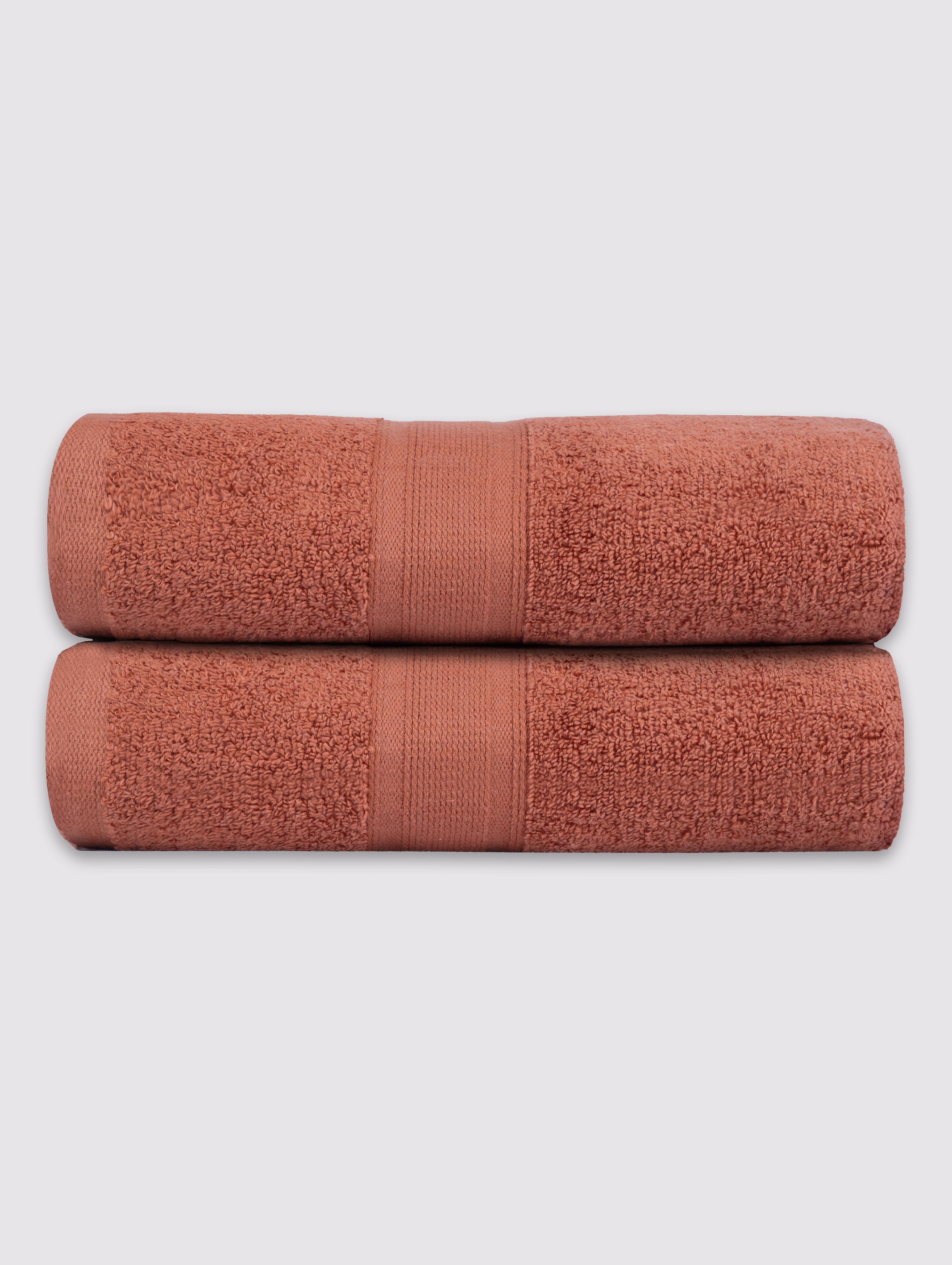 Rust zero-twist cotton bath towel, pack of 2, 28x52 inches – product detail view
