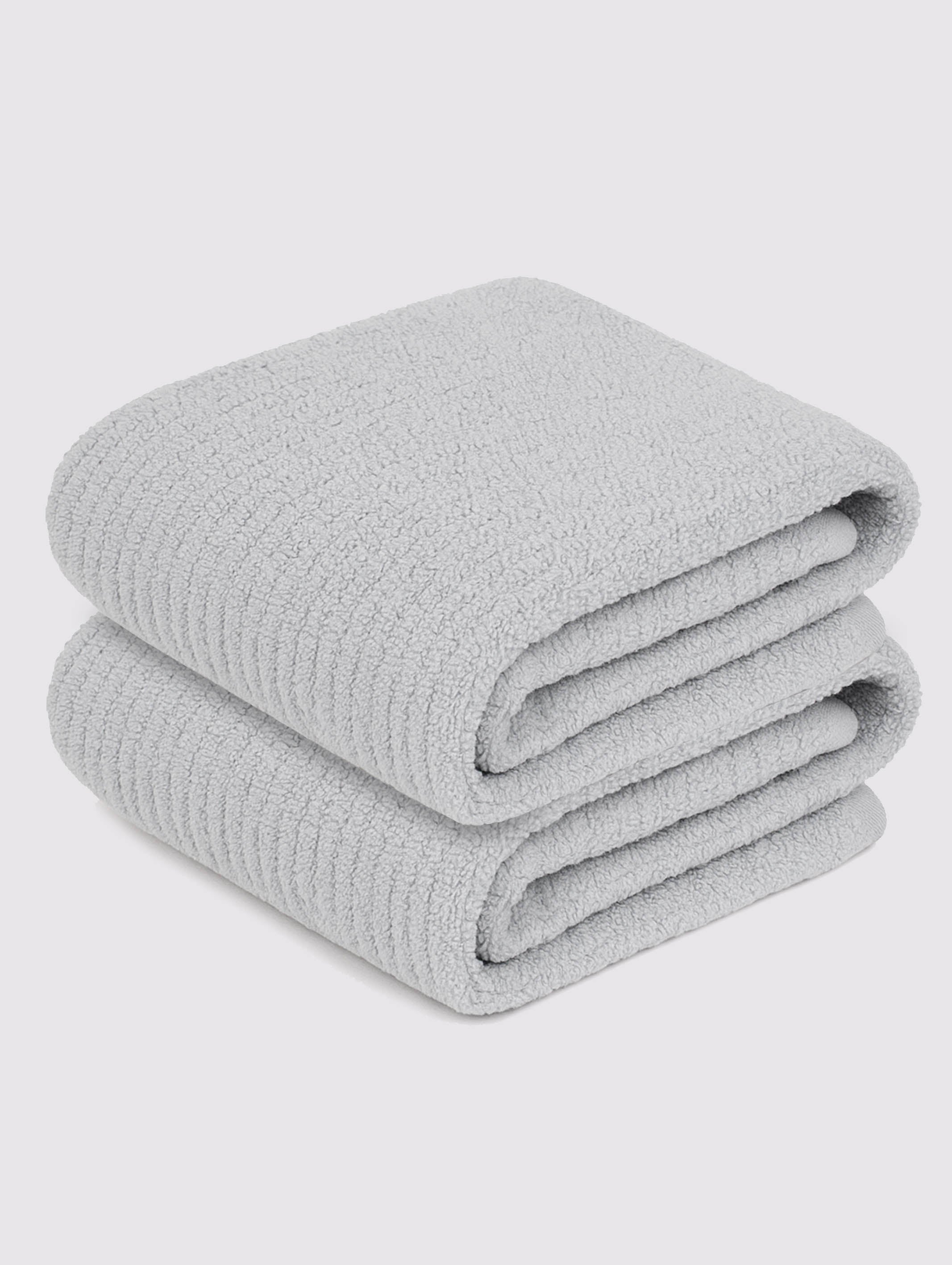 Light Grey zero-twist cotton hand towels, pack of 2, 16x26 inches – additional view