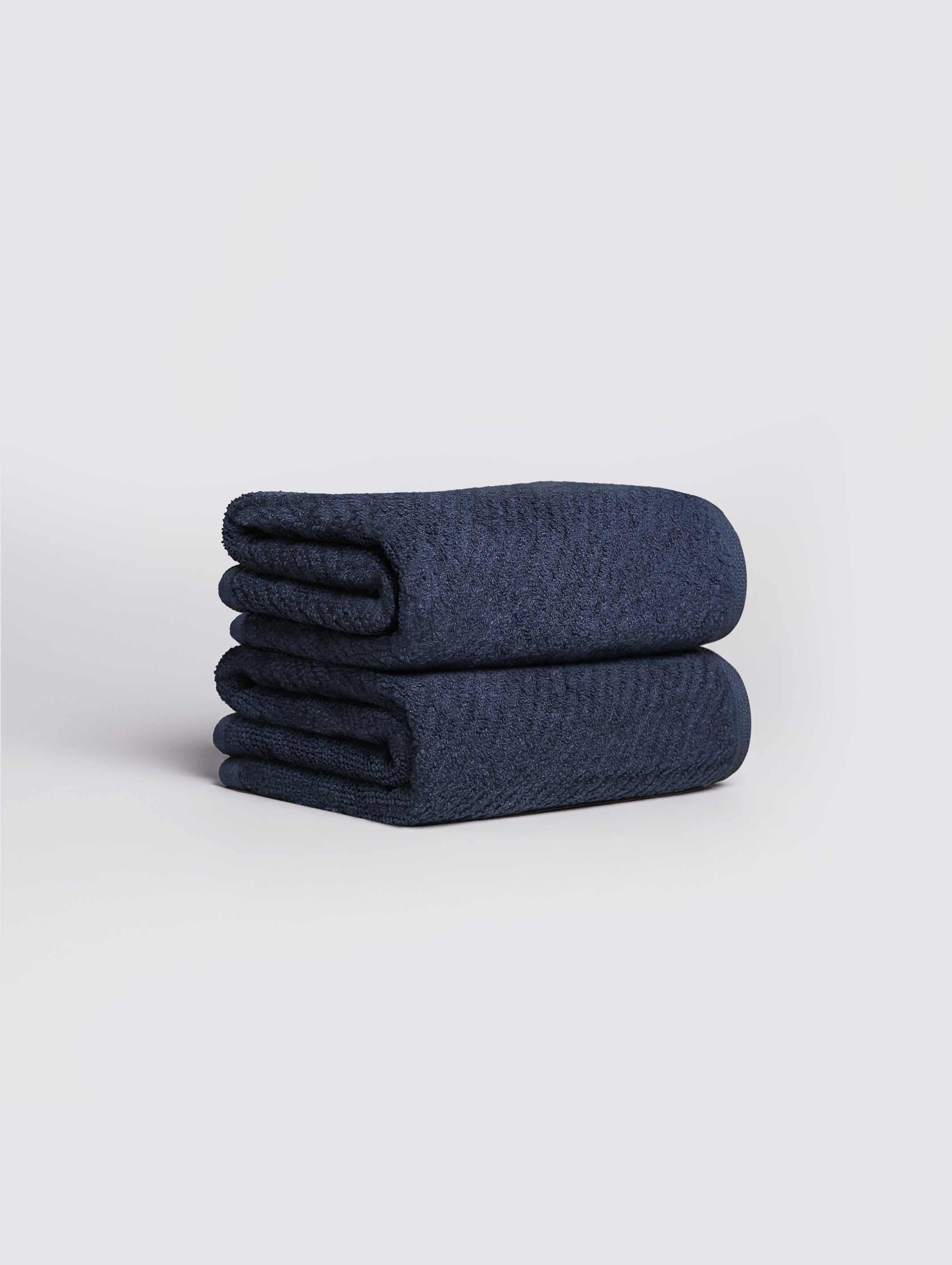 Navy Blue zero-twist cotton hand towels, pack of 2, 16x26 inches – main product view