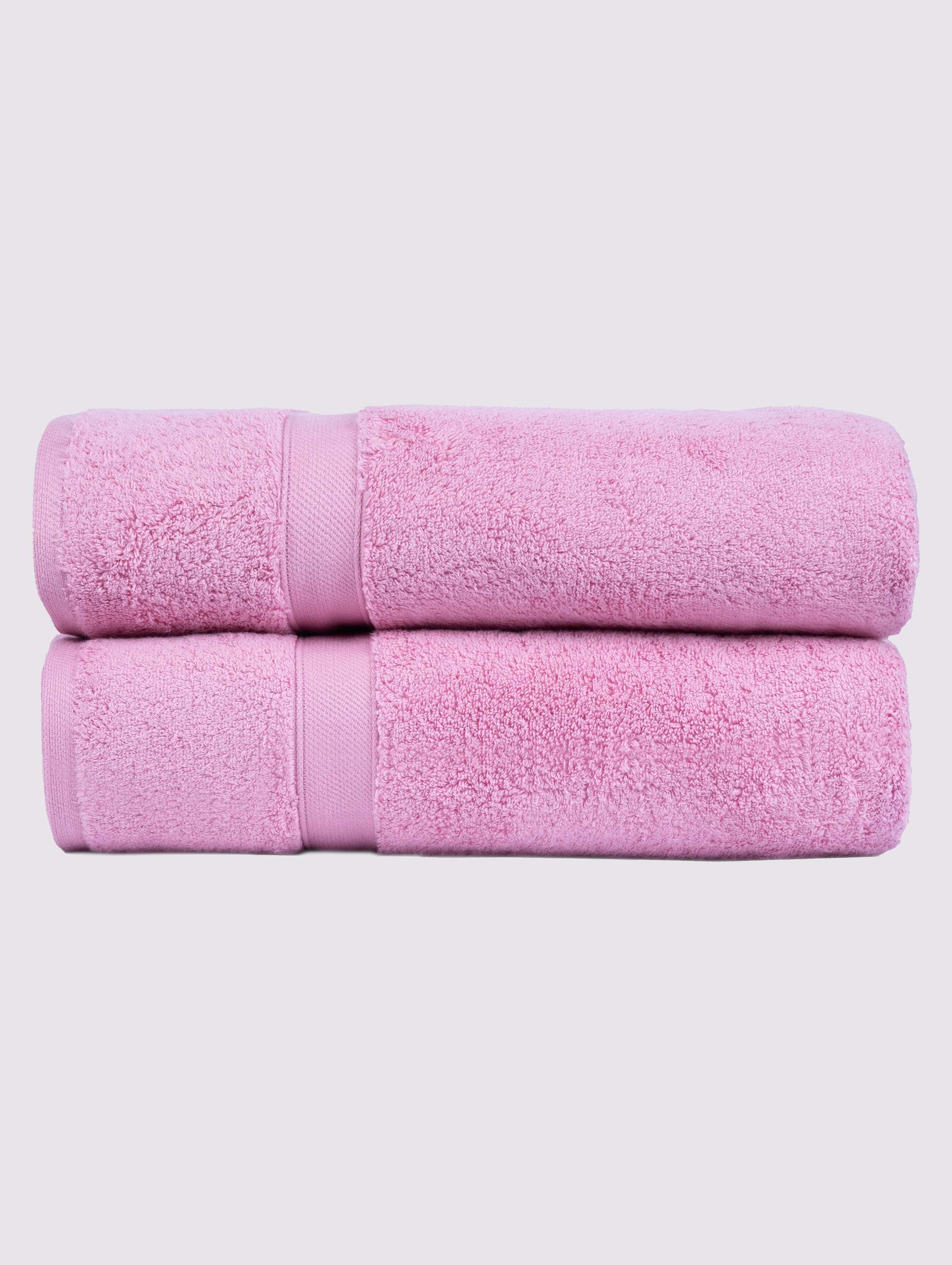 Pink zero-twist cotton oversized bath sheet towel, pack of 2, 39x71 inches – main product view